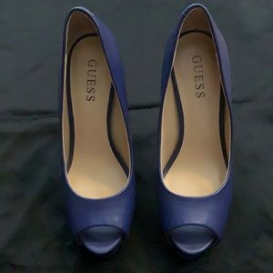 Blue Guess peep toe pumps - size 6.5